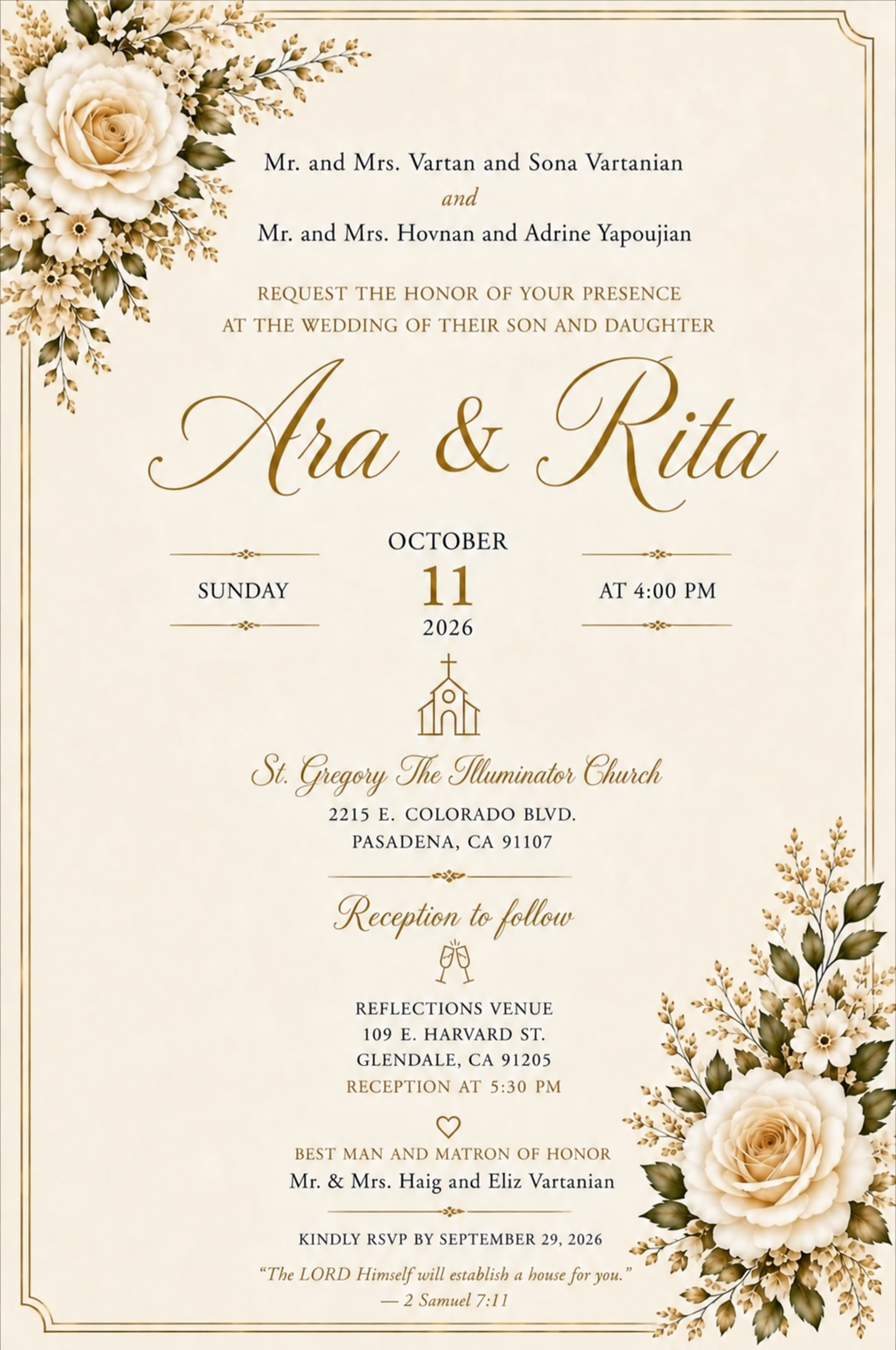 Ara and Rita’s wedding invitation card